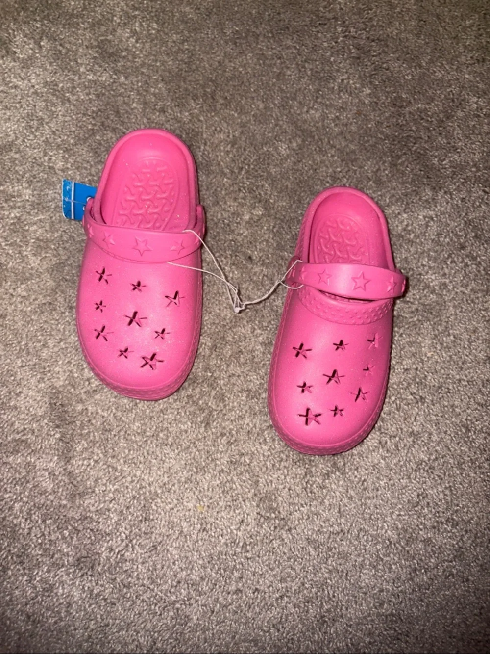 New Girls Pink Star-Cutout Slip-On Sandals size 2/3